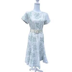 Oops California Vintage 80s Women's Maxi Career Dress With Belt Floral Size 6